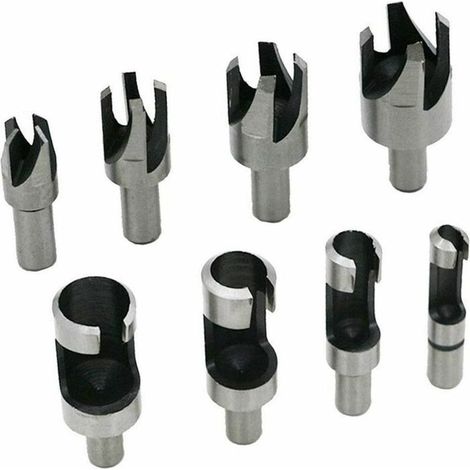 HONORNIC - 8PCS fraise à bouchonner bois outil de coupe bois mèches des bouchons wood plug cutter drill bits 6mm /10mm/13mm/16mm, avec forets (1/4)