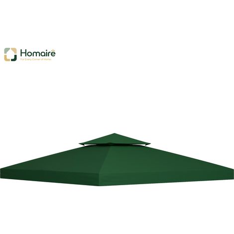HOMAIRE Pavillondach Ersatz 3x3m Kohlegrau Polyester wasserabweisend für Metall- & Gartenpavillon