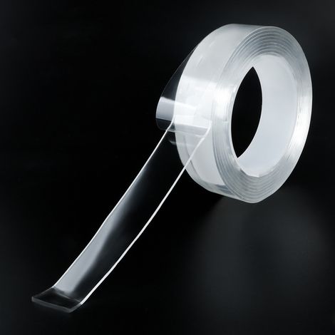 Ruban adhésif double face transparent réutilisable, d'environ 2 mm d'épaisseur, pour une large application. (1/5)