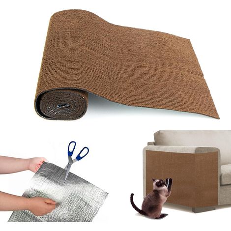 Adhesif Tapis Grattoir Chat Canapé Griffoir Mural Chats, Protecteurs Meubles chat 30x200 cm Peut etre Coupé sur Mesure, Tapis pour Protection Canape Anti Griffe, Marron (1/5)