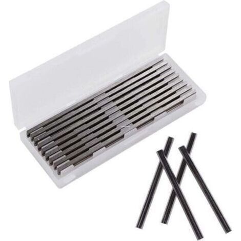 Accessoire pour dégauchisseuse, raboteuse- 10 Pièces Fer de Rabot 82mm HSS Lames de Raboteuse Fers Réversibles Carbure Kit complet de Rabot Electrique Lame 82x5.5x1.2mm, XU, Pour Rabots Makita, Black  (1/4)