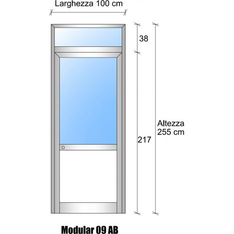 Modulo Iniziale/Finale Parete Divisoria in Vetro Trasparente Luce Alluminio e Bachelite con Porta - H2550xL1000 mm - Colore Verde Mix ITALFROM (1/4)