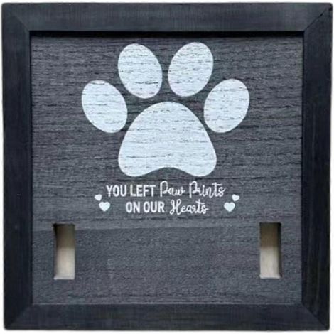 Cadre photo en bois avec empreinte de griffe de chien et porte-collier - Décoration de table pour la maison (1/4)