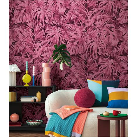 A.S. Creation Fototapete 8.80 x 0.53 m Livingwalls Dschungel Tapete Pink 791458 Palmen CosmoLiving by Cosmopolitan (1/3)