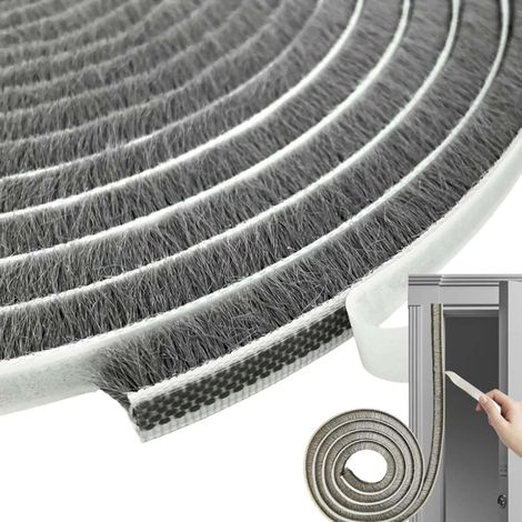 Joint à brosse autocollant - 10 m - Coupe-vent - Anti-poussière - Pour portes coulissantes, fenêtres, volets roulants, moustiquaires (1/5)