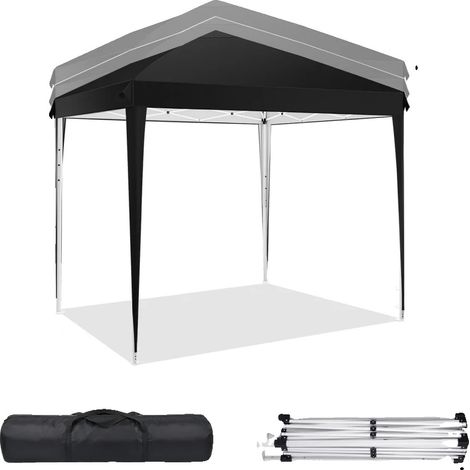 Toldo desplegable, impermeable, de altura regulable, negro. (1/2)