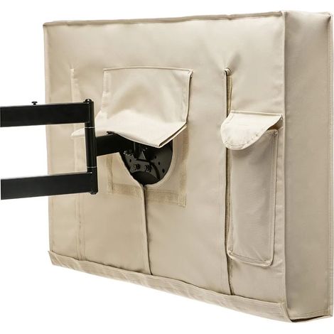 EASYCOMFORT Housse Protection Écran TV Résistante Intempéries - Beige 46-48" Patio Jardin (1/5)