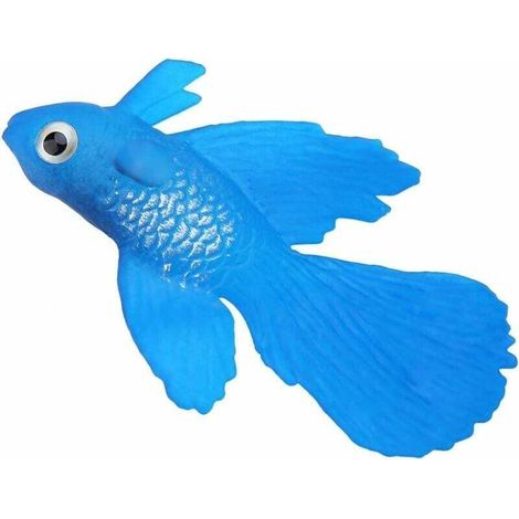 Aquarium poisson nageur en plastique, siliCône petits poissons réaliste et faux aquarium décoration (Betta Bleu)-Fei Yu