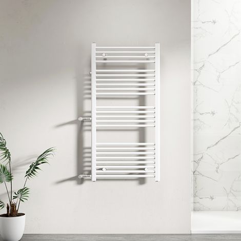 BÜNDNER Badheizkörper 1200x500 mm Designheizkörper Seitenanschluss Nabenabstand 500 mm 900 mm Handtuchtrockner Handtuchwärmer gerade weiß (1/5)