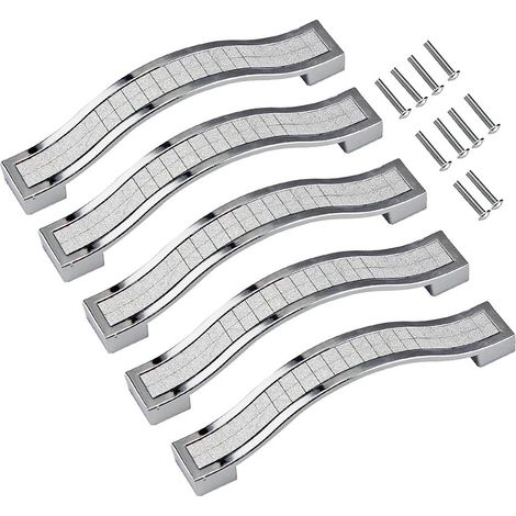 Schubladengriffe, Möbelgriffe aus Legierung im europäischen Stil für Kommoden, Möbelgriffe, 5er-Pack (96 mm, Silber)