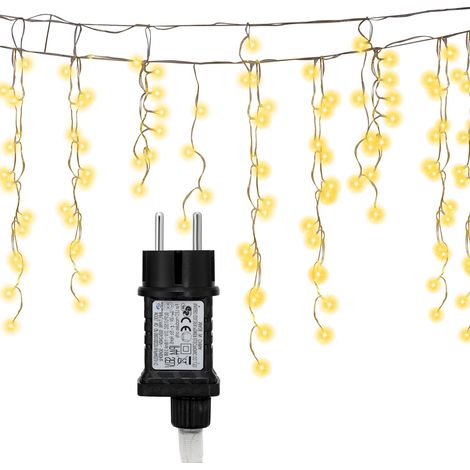 Jopassy 10M Tenda di Natale LED Stringa 400LEDs Luce di Natale Tenda Finestra Decorazione Natale Matrimonio Compleanno Casa Patio Bianco Caldo (1/5)
