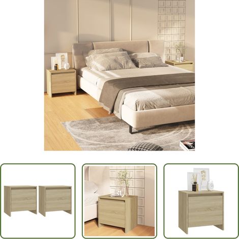 Nachttische Set - Nachttische 2 Stk. Sonoma-Eiche 45x34x44,5 cm Holzwerkstoff (1/5)