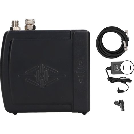 Kit compresseur d'air miniature G1/8 pouce, boîtier ABS, portable pour aérographe tatouage, AC100-240V, noir, prise US (1/5)