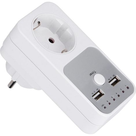 Prise USB intelligente 180260 V avec minuteur numérique à compte à rebours pour chargeur d'ordinateur ou de téléphone (1/5)