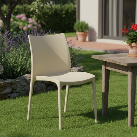 Dmora Stapelstuhl, Made in Italy, 46 x 54 x 82 cm, Farbe beige (1/4)