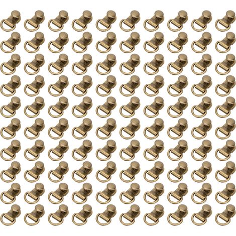 Lot de 100 œillets à vis, boucle en D, anneau, laiton pour chaussures, cuir, sac, outil DIY, rivet, bronze, 9x14mm (1/5)