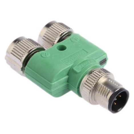 Adaptateur pour connecteur cylindrique Droit Phoenix Contact M12 Double M12 5contacts Femelle, placage Nickel ( Prix pour 1 )