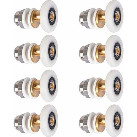 Roulette Porte Douche, Roulettes de Porte Coulissante Cabine de Douche Porte Poulies Roue de Rechange pour Rouleau avec Diamètre de Roues 27mm, 8 Pièces (1/4)