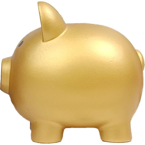 Großes goldenes Sparschwein aus Kunststoff, Cartoon-Design, ideal für Teenager-Jungen und -Mädchen