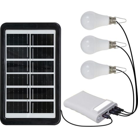 Ampoule LED solaire de camping, ampoule LED à énergie solaire, avec câble de 2,8 m, lanterne étanche IPX6, chargement multi-appareils, pour extérieur (blanc) (1/4)
