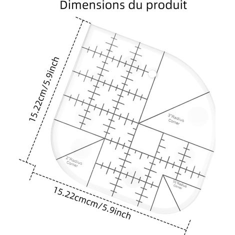 Gebogener Winkel-Nählineal, Abgerundeter Winkel-Nählineal – Nähzubehör, geeignet für Nähprojekte, Zuhause und Büro (1/4)