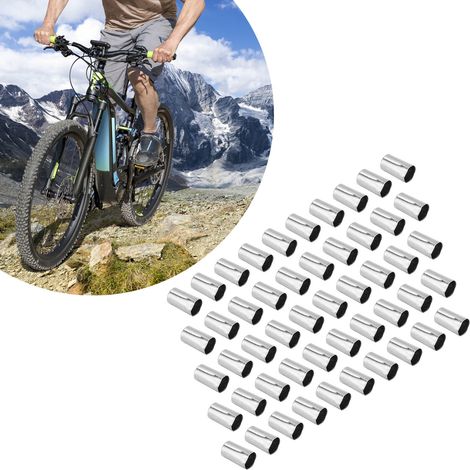 50 pièces bouchons de câble de frein vélo argentés, métal cuivré 5mm, accessoires vélo (1/5)