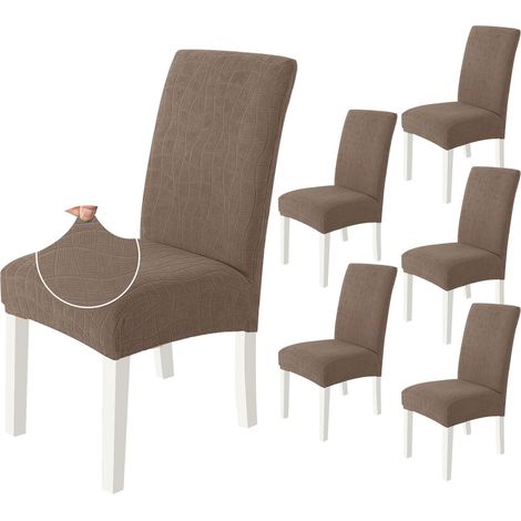 Housse De Chaise 4 Pièces, Housse Chaise Salle À Manger Élastique, Café Clair (1/5)