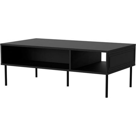 Table basse noire mat 110 x 60 cm avec rangements Pazol (1/3)