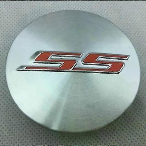 Ensemble de 4 enjoliveurs centraux de roue de voiture en fibre de carbone ABS avec lettres en acier inoxydable de 68 mm, compatibles avec Chevrolet Camaro et Corvette (argenté). (1/2)