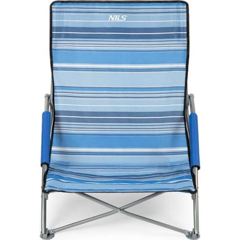 Strandstuhl – 16 mm Stahl – 600D Oxford-Gewebe – 57 x 64 x 40 cm – faltbar – 120 kg – Blau/Weiß – 1 Stück (1/5)