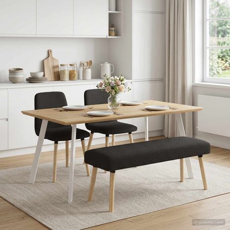 vidaXL banc Uni Noir 110 x 40 x 46 cm Bouclé (1/5)