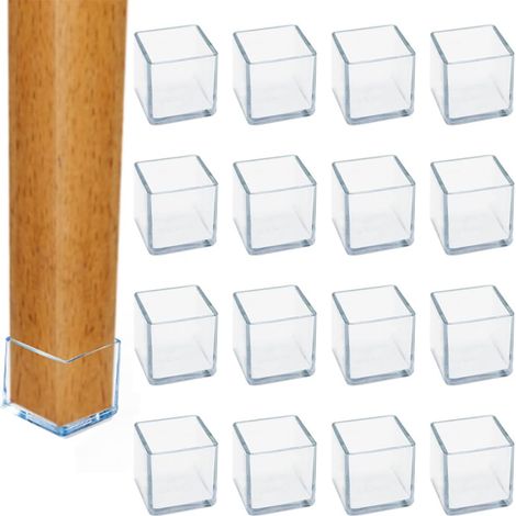 Lot de 16 Protections de Sol Carrées en Silicone pour Pieds de Chaise, 20 x 20 mm Protection Pied de Chaise Carré, Protege Pied de Table (1/5)