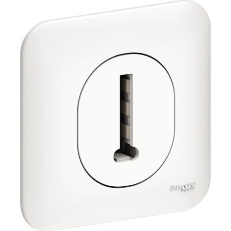 Prise de téléphone en T encastrable - 8 broches - SCHNEIDER Ovalis - blanc