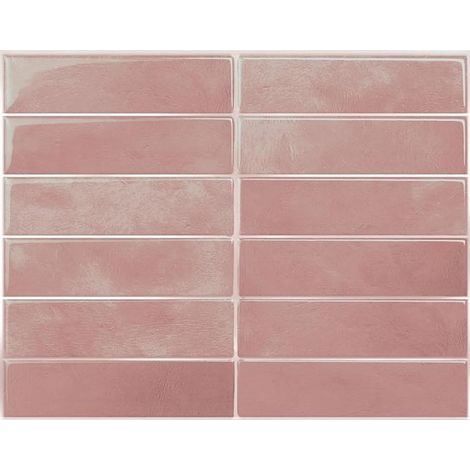 Peel and Stick Lot de 10 autocollants pour carrelage 29 x 23 cm Autocollants muraux étanches Pour cuisine, salle de bain, décoration murale Rose (1/5)