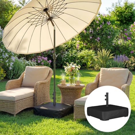 Pied parasol housse socle extérieur remplir 80kg sable/90kg sable humide 78x78x40cm, noir
