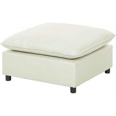 Moderner Stoffhocker mit Kunststofffüßen für Wohn- und Schlafzimmer, 75 cm, cremeweiß
