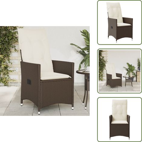 Gartensessel Verstellbar mit Kissen Braun Poly Rattan - Gartenstuhl - Relaxsessel - Loungesessel - Outdoor Möbel - Gartenmöbel (1/5)