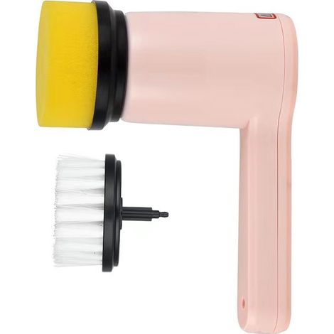Brosse de nettoyage électrique sans fil 3 vitesses, multifonction en plastique avec manche télescopique, outil de nettoyage pour cuisine, rose, 800mAh (1/5)