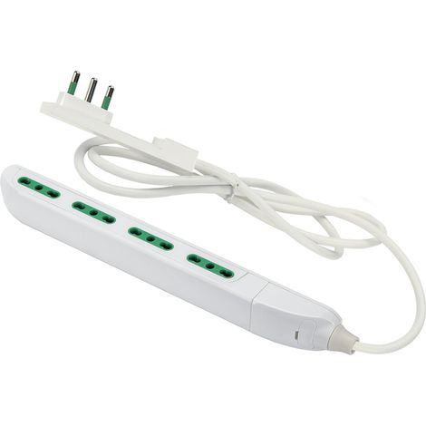 Multiprise Slim 4 Prises bipas avec Grande Prise Clock et 1,5 m de câble, utile pour Les endroits étroits, derrière Les Meubles et Les Tables de Chevet (1/5)