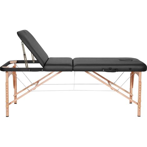Frankystar – Table de massage professionnelle 3 zones – Cuir écologique – Cadre pliable en bois – Dossier réglable – Accoudoirs latéraux rembourrés — vue 2