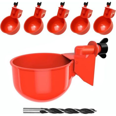 Automatische Hühnertränke, 6 teilig, mit Bohrer Automatische Tränke für Hühner, Enten und Gänse Geflügeltränke Set Hühnertränkbrunnen Hühnertränk (1/5)