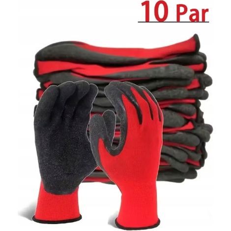 Schutzhandschuhe, Arbeitshandschuhe, latexiert, robust, 10 Paar – Größen 10–XL (1/2)