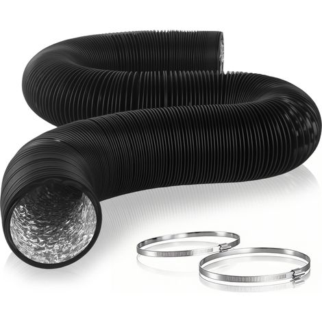 Tuyau d'évacuation 75 mm x 5 m, flexible, en PVC et aluminium, avec 2 colliers de serrage. Conduit d'air résistant à la chaleur et à l'usure pour chauffages de parking, extracteurs d'air (1/5)