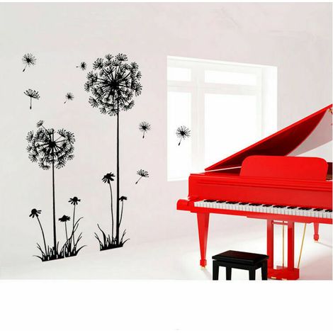 2 Pcs Noir Pissenlit Stickers Muraux Décoration Murale Grandes Fleurs De Pissenlit Plantes Autocollants Autocollants Peintures pour Salon Chambre Vestibule Couloir Fenêtre (1/5)