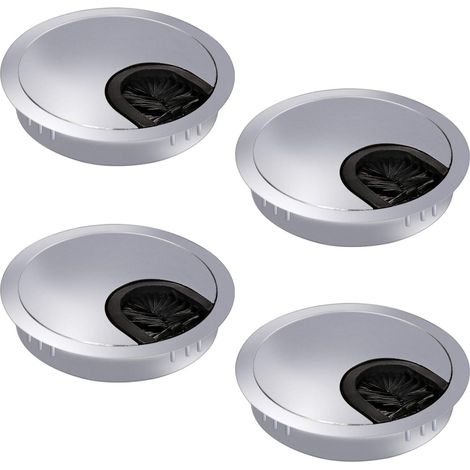 Crediri 4er-Pack 60 mm Kabelkanal, Schreibtisch-Kabeldurchlass, Kabelmanagement mit Bürstendichtung für Schreibtische und Arbeitsplatten, Metall
