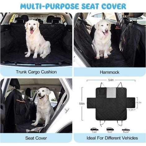 Housse de siège auto pour chien, protecteur de banquette voiture imperméable et résistant, tapis de protection siège arrière pour animal (1/5)