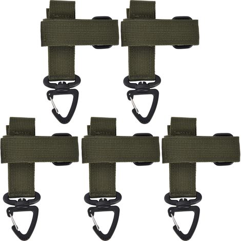 Lot de 5 crochets renforcés multi-usages pour gants tactiques d'extérieur, jardinage, randonnée, rangement de corde de parapluie, crochet triangulaire à ouverture rapide, vert militaire (1/5)