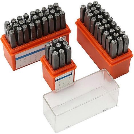 Ensemble de 63 poinçons en acier de 6 mm en forme de lettres et de chiffres pour projets de loisirs créatifs ( ) (1/4)