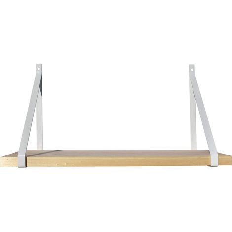 Quincadeco – Étagère murale en peuplier massif 60 x 19 cm – Supports métal blanc – Charge max 15 kg – Fabrication française