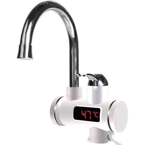 Robinet de lavabo, robinet d'eau chaude électrique, prise ronde, chauffe-eau instantané, norme européenne, pour cuisine et salle de bain (1/5)